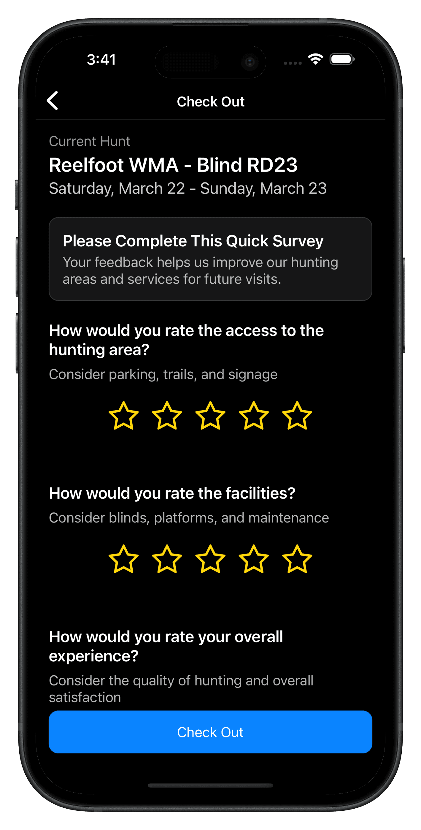 Fill out exit surveys and harvest reports to help improve lands