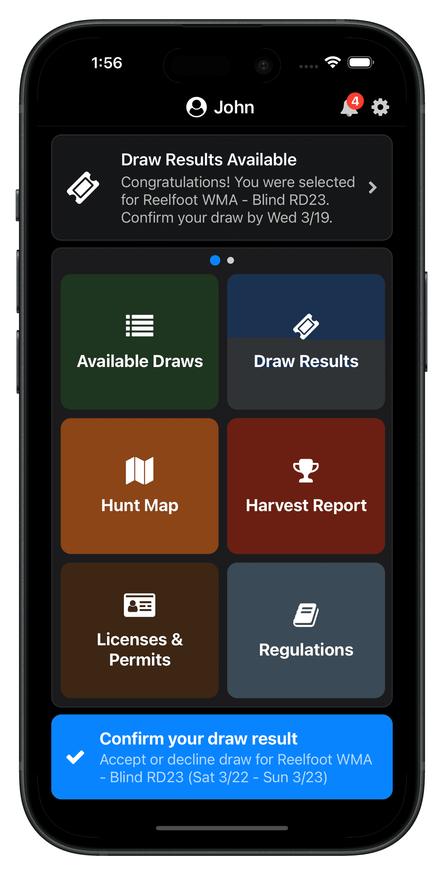 Navigate the app with easy-to-use tiles and offline access