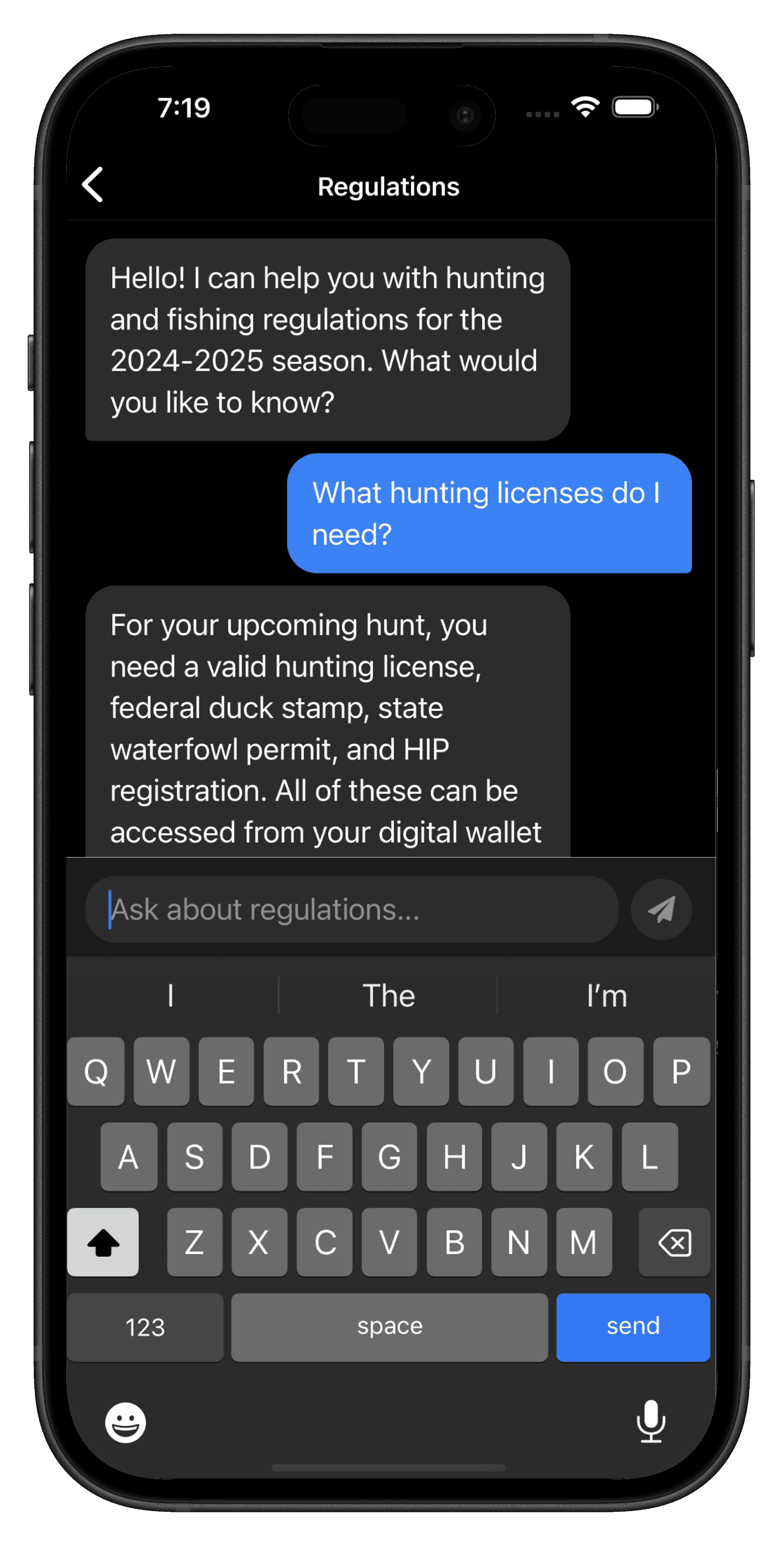 Find relevant regulations for upcoming hunts with AI